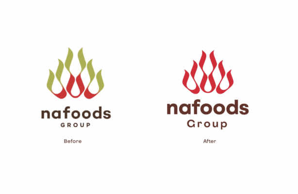 Logo Nafoods trước và sau khi thay đổi nhận diện