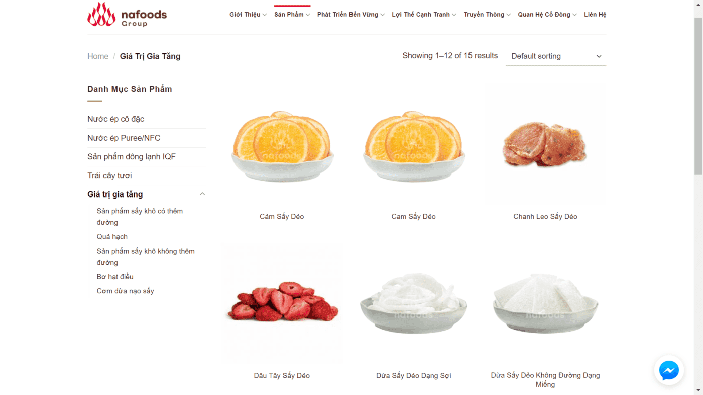 Product catalog of Nafoods
