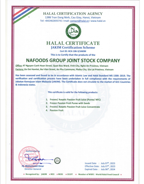 Tay Nguyen factory's halal certification