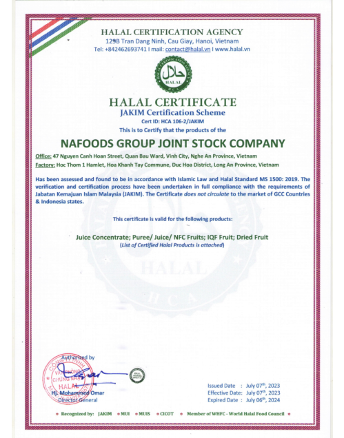 Nasoco factory's halal certification