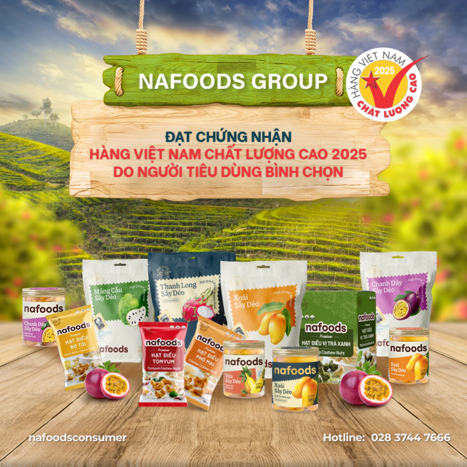 nafoods dried fruits and cashew nuts have been certified as high-quality Vietnamese products
