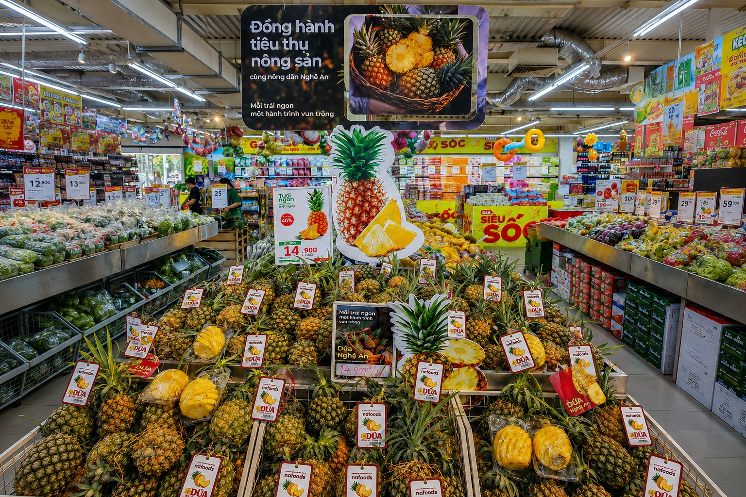 Dứa Nghệ An được Nafoods đưa vào hệ thống WinMart, mở rộng đầu ra cho nông sản địa phương