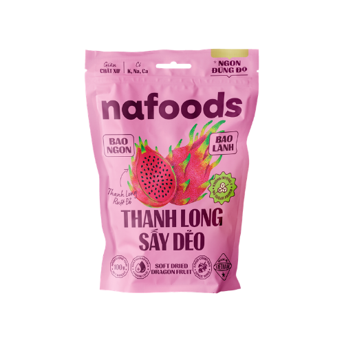thanh long đỏ sấy dẻo dạng túi hàng tiêu dùng nafoods